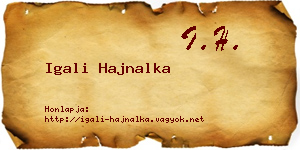 Igali Hajnalka névjegykártya